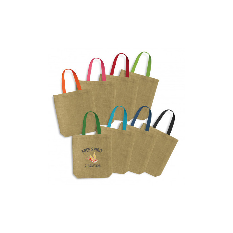 Thera Jute Tote Bag - Coloured Handles