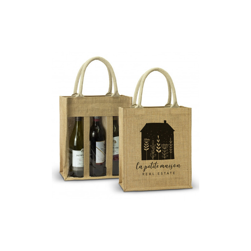 Serena Jute Triple Wine Carrier