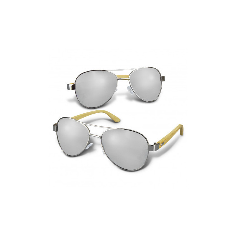 Aviator Mirror Lens Sunglasses - Bamboo
