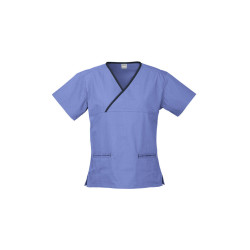 Ladies Contrast Crossover Scrubs Top
