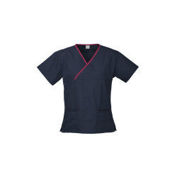 Ladies Contrast Crossover Scrubs Top
