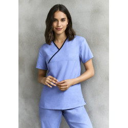 Ladies Contrast Crossover Scrubs Top