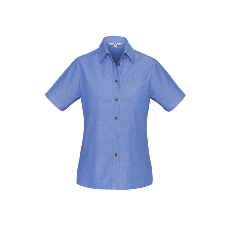Ladies Wrinkle Free Chambray Short Sleeve Shirt