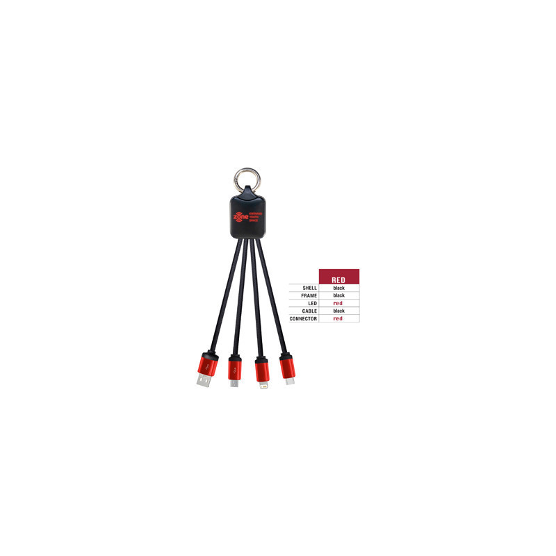 Atesso 3n1 Light Up Charge Cable - Rectangle