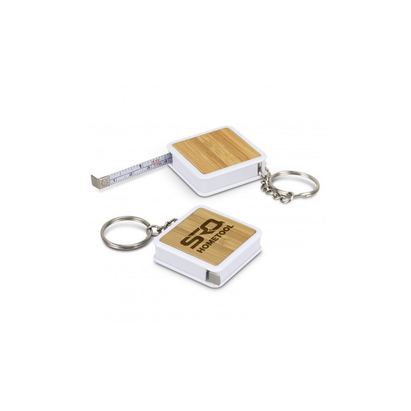 Bamboo Tape Measure Key Ring