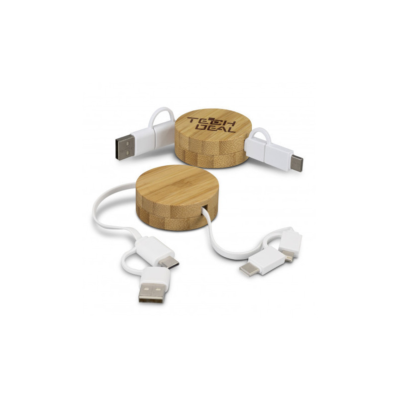Bamboo Retractable Charging Cable