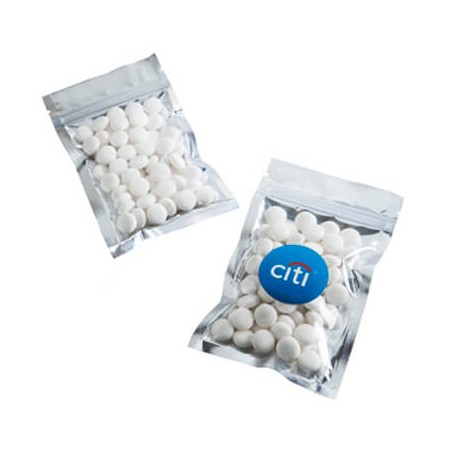 50g Mints Packed in Silver Zip Lock Bag 50g Mints Packed in Silver Zip Lock Bag