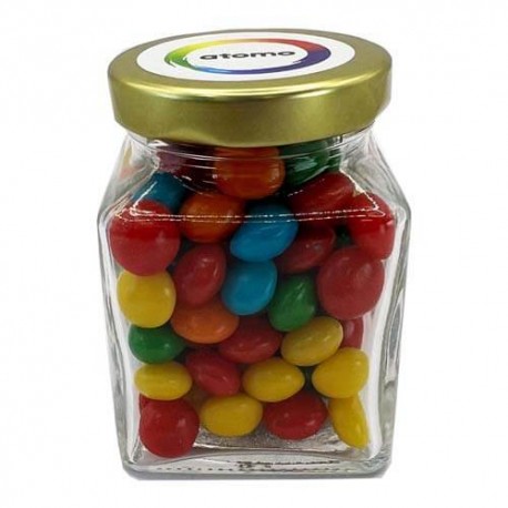 100g Chewy Fruits Packed in Small Glass Square Jars 100g Chewy Fruits Packed in Small Glass Square Jars