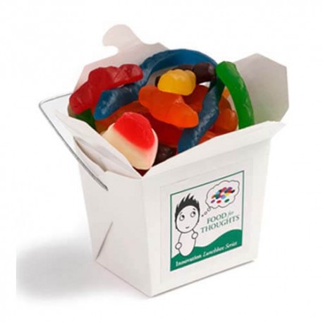 100g Mixed Lollies Packed in White Cardboard Noodle Boxes 100g Mixed Lollies Packed in White Cardboard Noodle Boxes