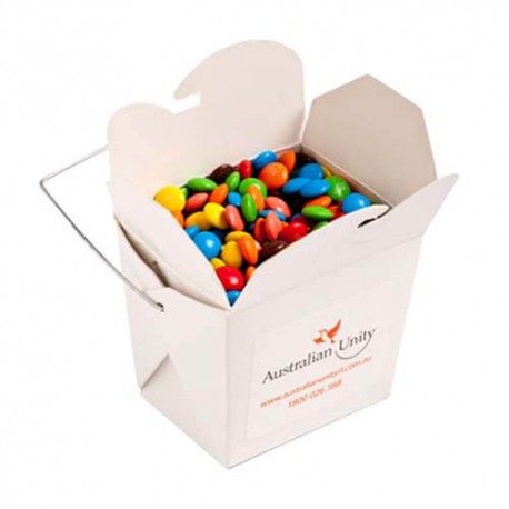 100g M&Ms Packed in White Cardboard Noodle Boxes 100g M&Ms Packed in White Cardboard Noodle Boxes
