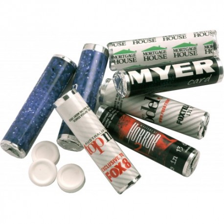Mint Lollies Packed in Roll With Custom Wrapper Mint Lollies Packed in Roll With Custom Wrapper