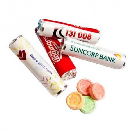 Fizz Lollies Packed in Roll With Custom Wrapper Fizz Lollies Packed in Roll With Custom Wrapper