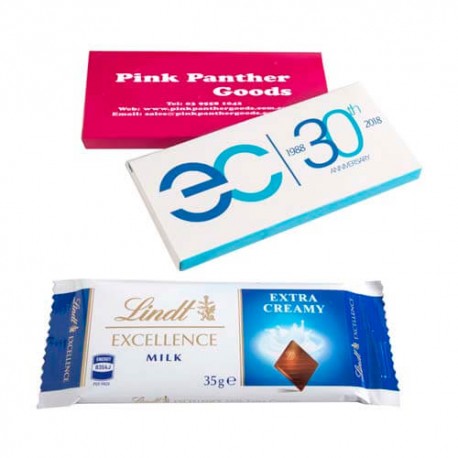 35g Lindt Chocolate Bar Packed in customisable Box 35g Lindt Chocolate Bar Packed in customisable Box