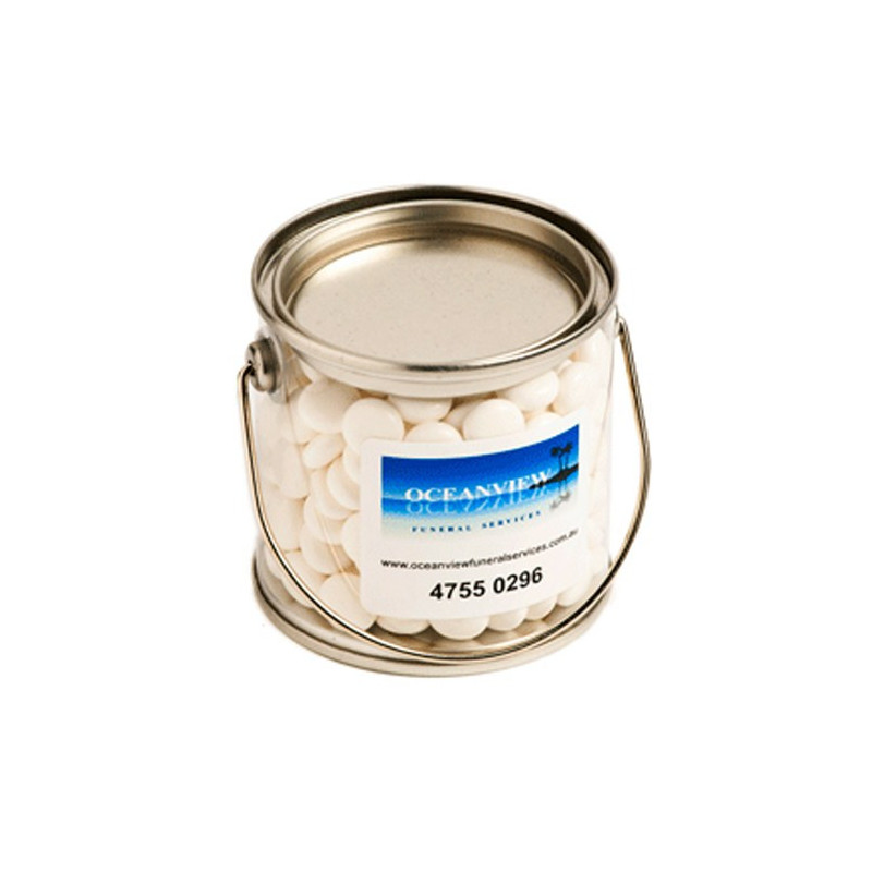 Small PVC Bucket Filled with Mints 170G (Chewy Mints)