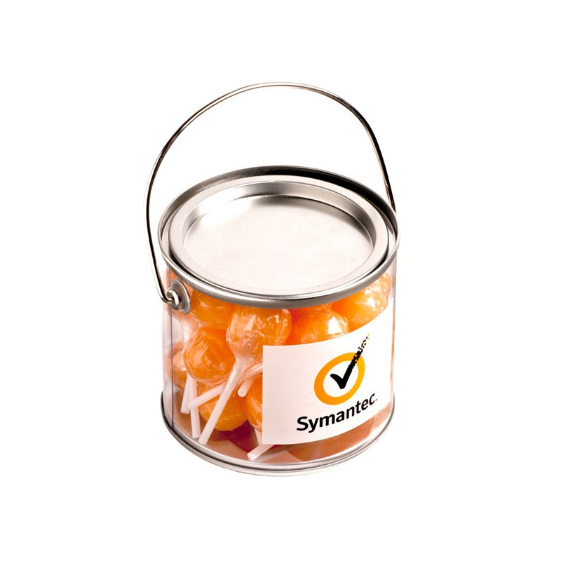 Medium PVC Bucket Filled with Ball Lollipops X 22 (Corporate Coloured Lollipops)