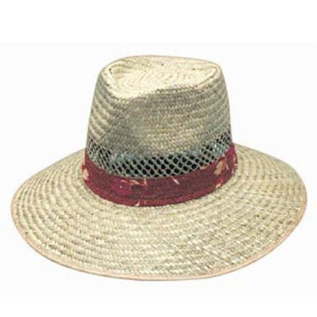 Natural Straw Hat with Green Under – S-M-L-XL