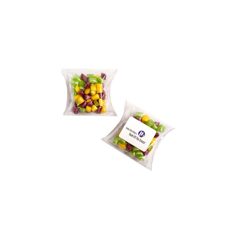Corporate Coloured Humbugs in Pillow Pack 50G