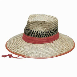 Natural Straw Hat Orange Trim