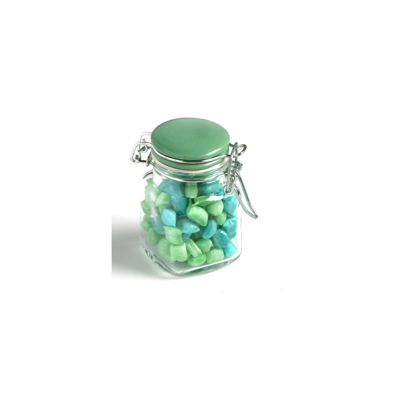 Corporate Coloured Humbugs in Glass Clip Lock Jar 80G