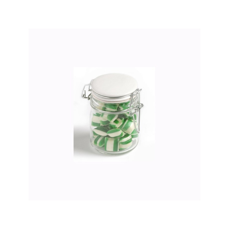 Corporate Coloured Humbugs in Glass Clip Lock Jar 160G