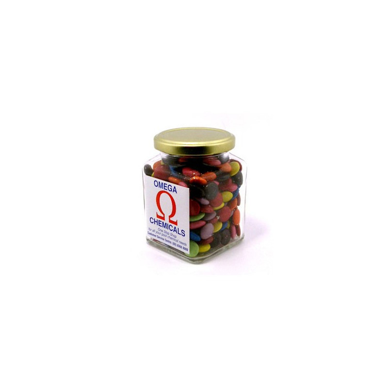 Choc Beans in Glass Square Jar 170G (Mixed Colours)