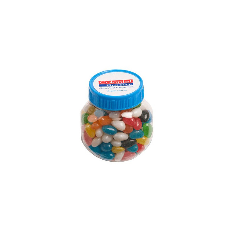 Plastic Jar Filled with Jelly Beans 170G (Corp Coloured or Mixed Coloured Jelly Beans)