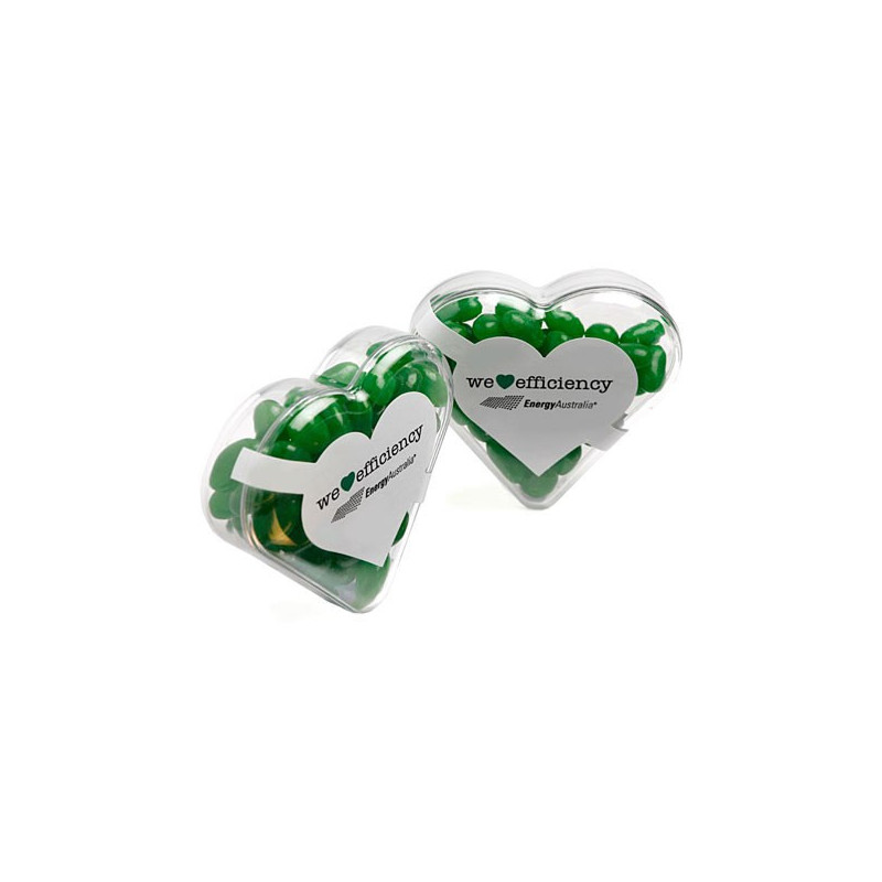 Acrylic Heart Filled with Jelly Beans 50G (Mixed Colours or Corporate Colours)