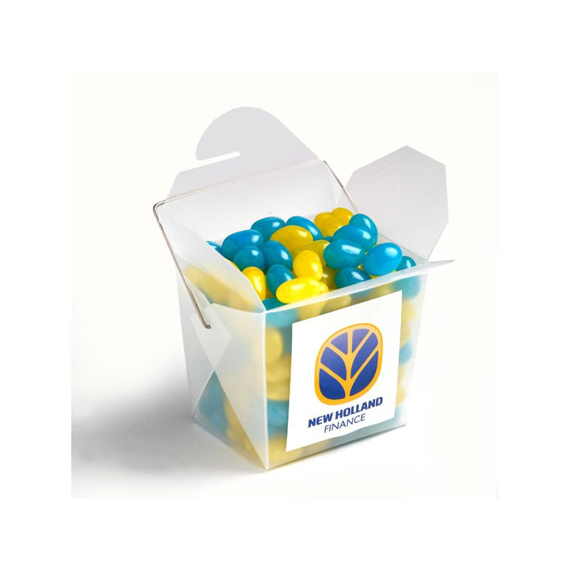Frosted Pp Noodle Box Filled with Jelly Beans 100G (Mixed Colours or Corporate Colours)