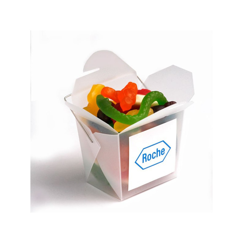 Frosted Pp Noodle Box Filled with Mixed Lollies 100G