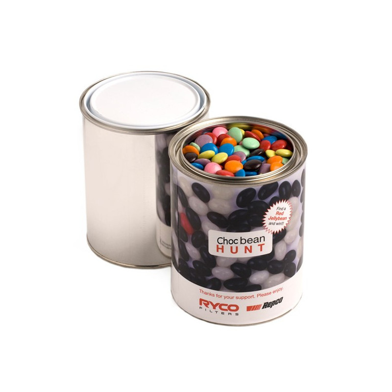 Paint Tin Filled with Choc Beans 1Kg (Mixed Colours) Paint Tin Filled with Choc Beans 1Kg (Mixed Colours)