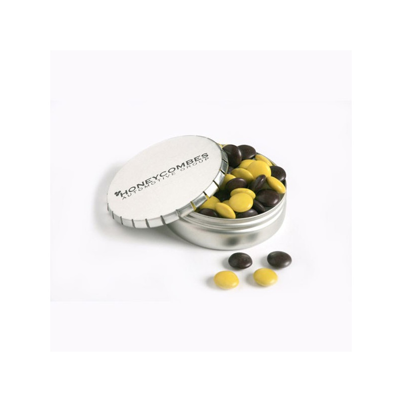 Click Clack Tin Filled with Choc Beans 70G (Corporate Colours) Click Clack Tin Filled with Choc Beans 70G (Corporate Colours)