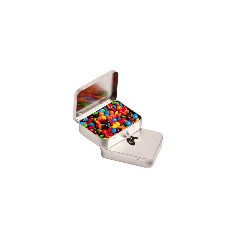 Rectangle Hinge Tin Fillled with M&Ms 65G Rectangle Hinge Tin Fillled with M&Ms 65G