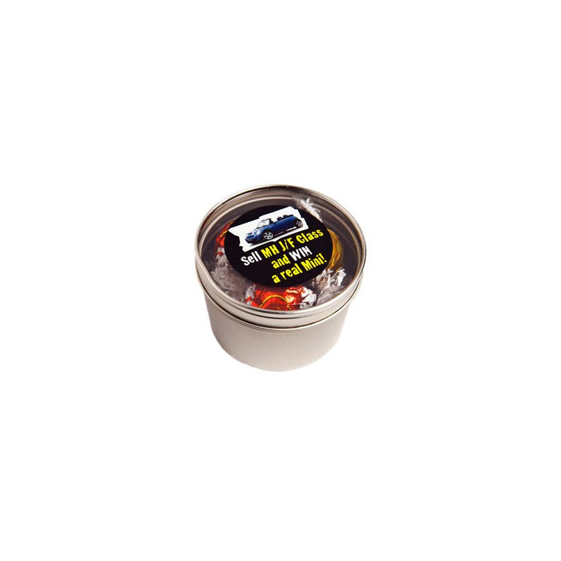 Small Round Acrylic Window Tin Fillled Lindor Balls X 5 Small Round Acrylic Window Tin Fillled Lindor Balls X 5