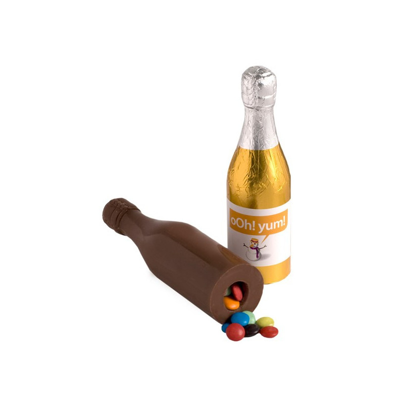 Chocolate Champagne Bottle 100G Filled with 80G Choc Beans (Mixed Colours)