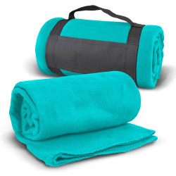Light Blue Glasgow Fleece Blanket with Strap