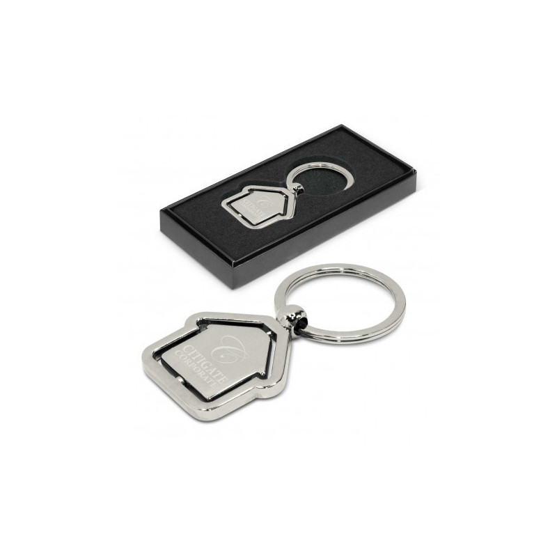 Spinning House Metal Key Ring